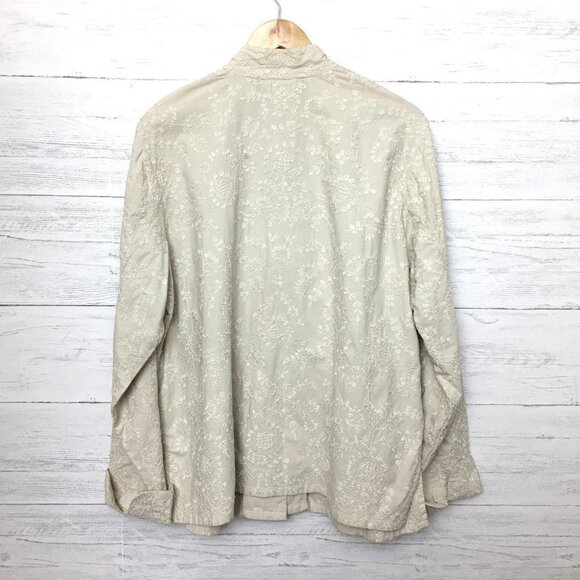 Coldwater Creek Women's Beige Jacket Embroidered Button Front Lightweight 1X - Picture 2 of 9